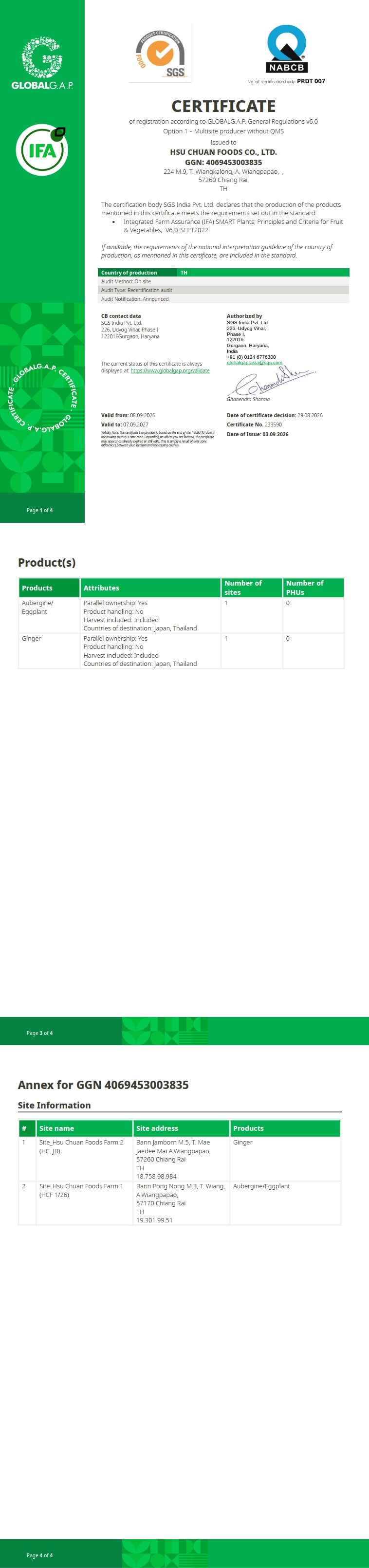 GLOBAL GAP certificate