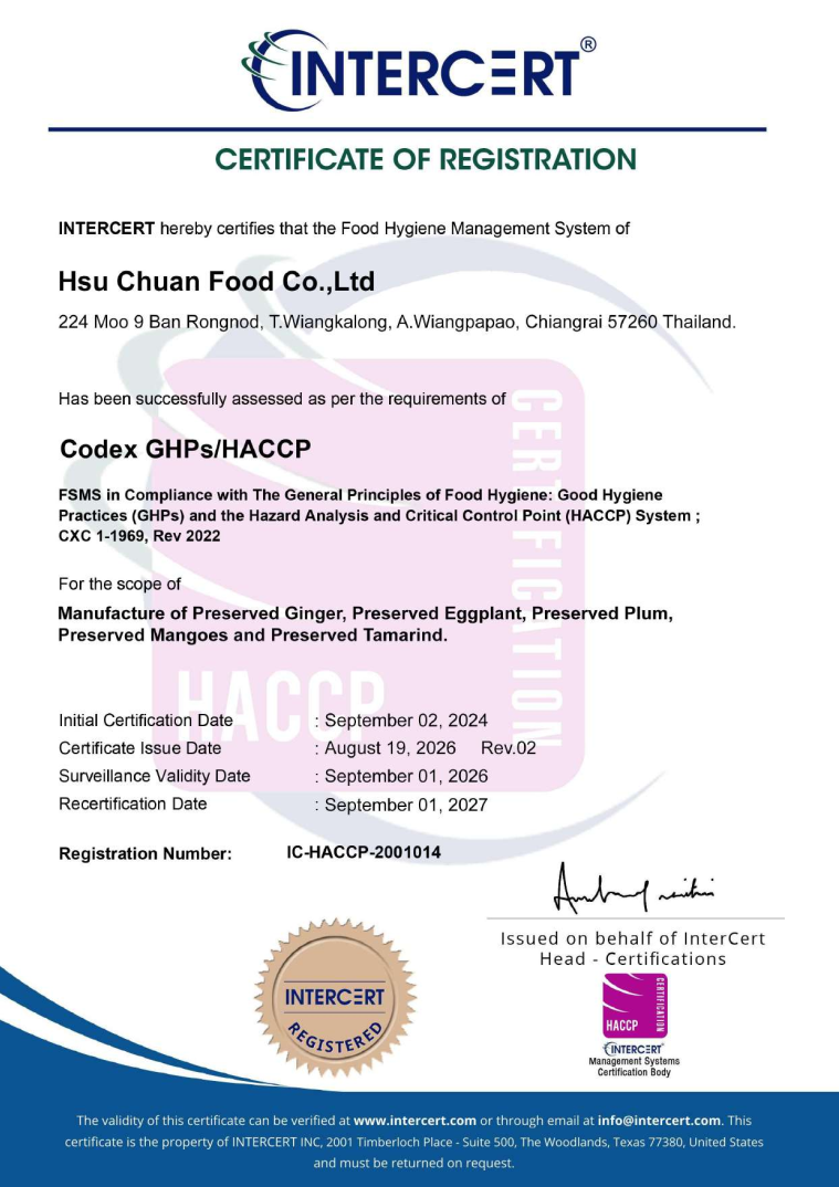 HACCP certificate
