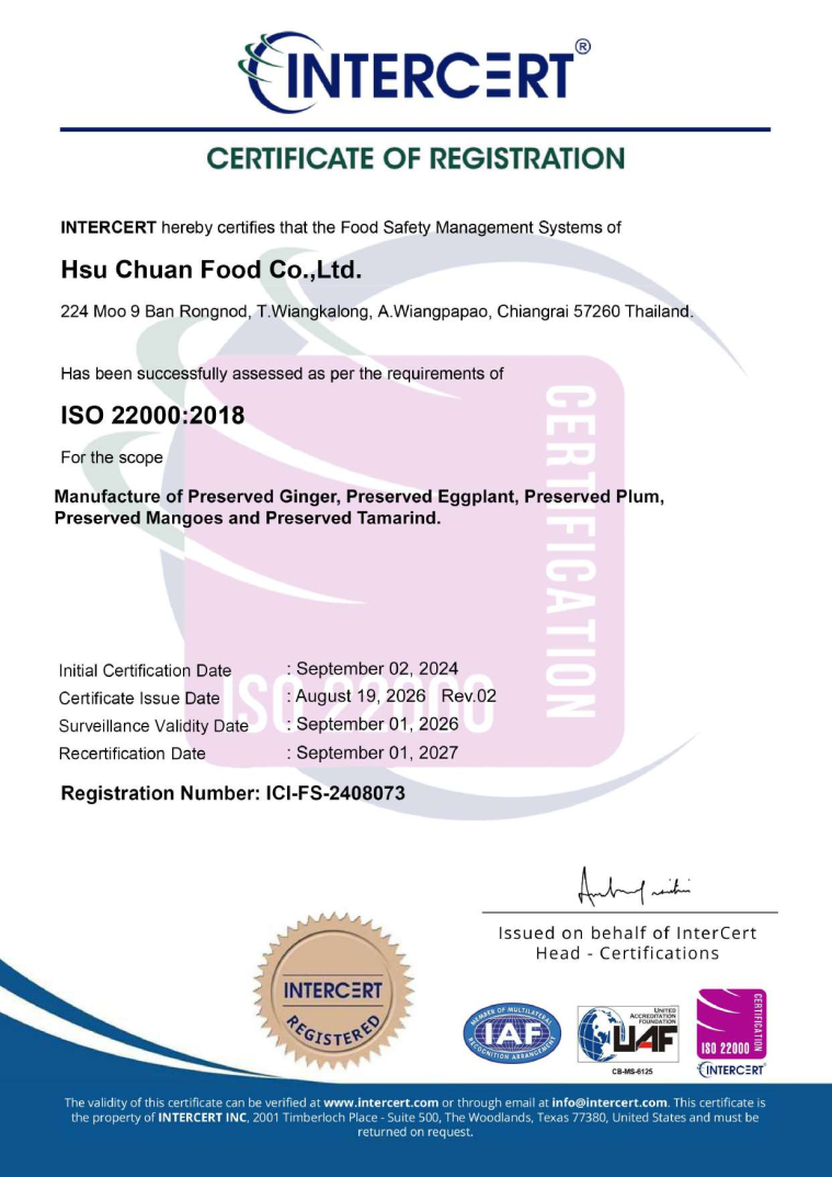 ISO22000 certificate